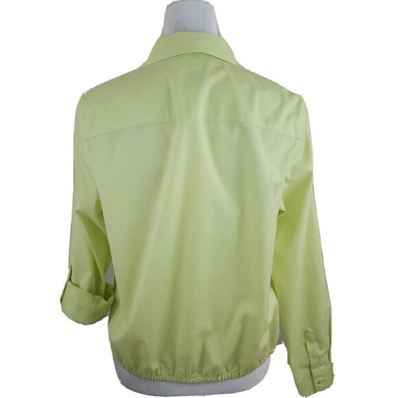 Chico's ~Woman Size 1 (M)~Lemon Yellow No Iron Cotton Tie Front Shirt Blouse Top - Picture 3 of 12